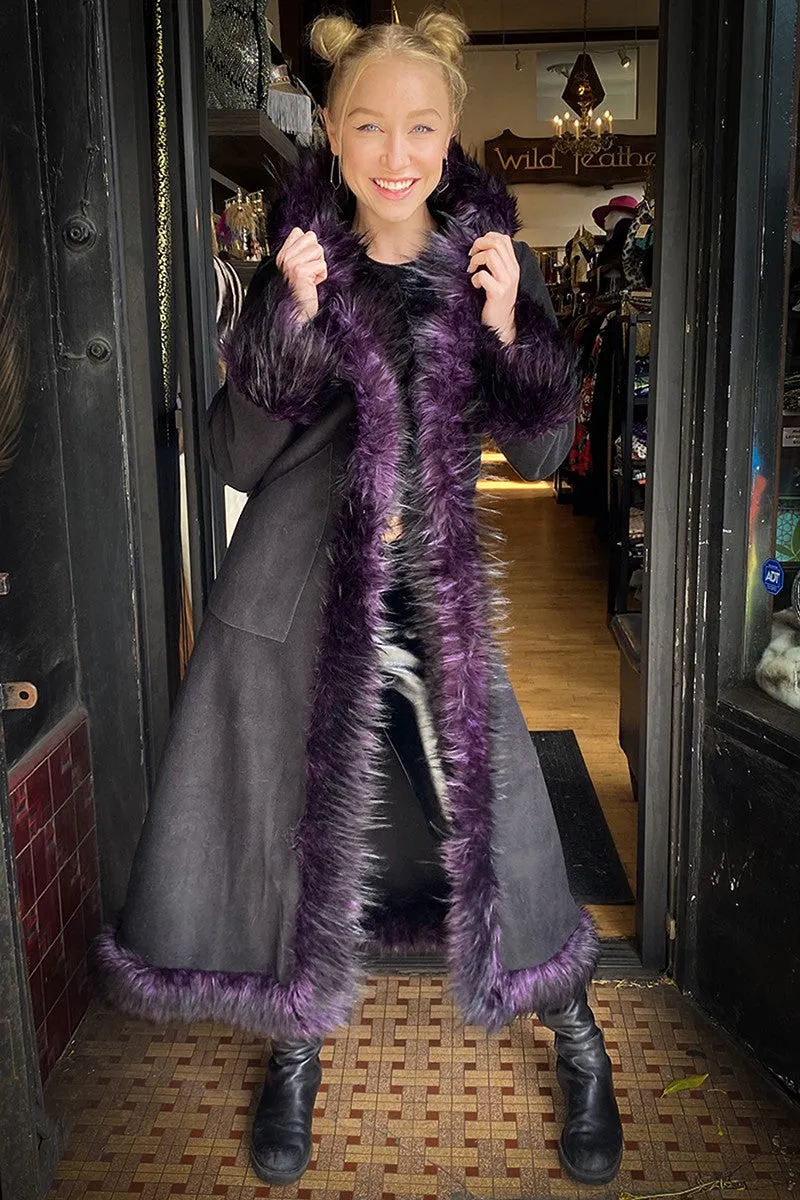 Classic Tamo Coat: Black Coat   Purple Trim