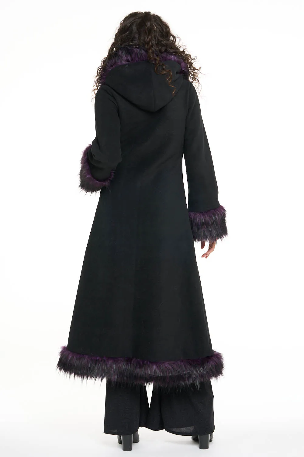 Classic Tamo Coat: Black Coat   Purple Trim