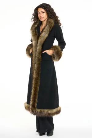 Classic Tamo Coat: Black Coat   Sable Trim