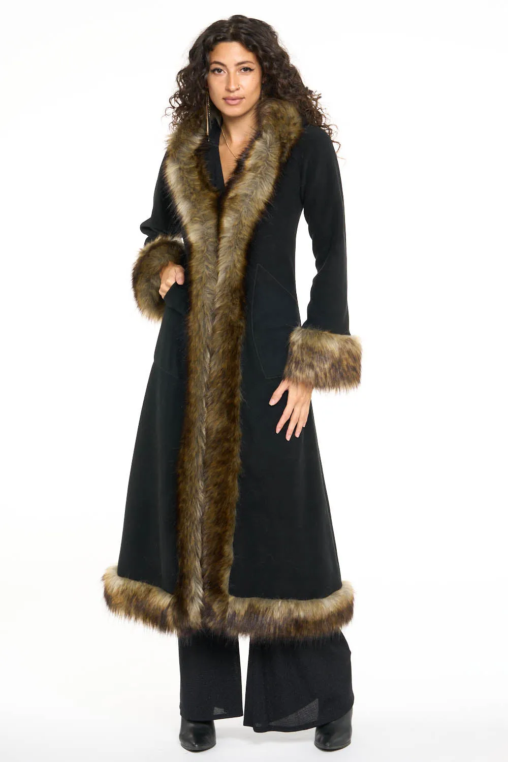 Classic Tamo Coat: Black Coat   Sable Trim