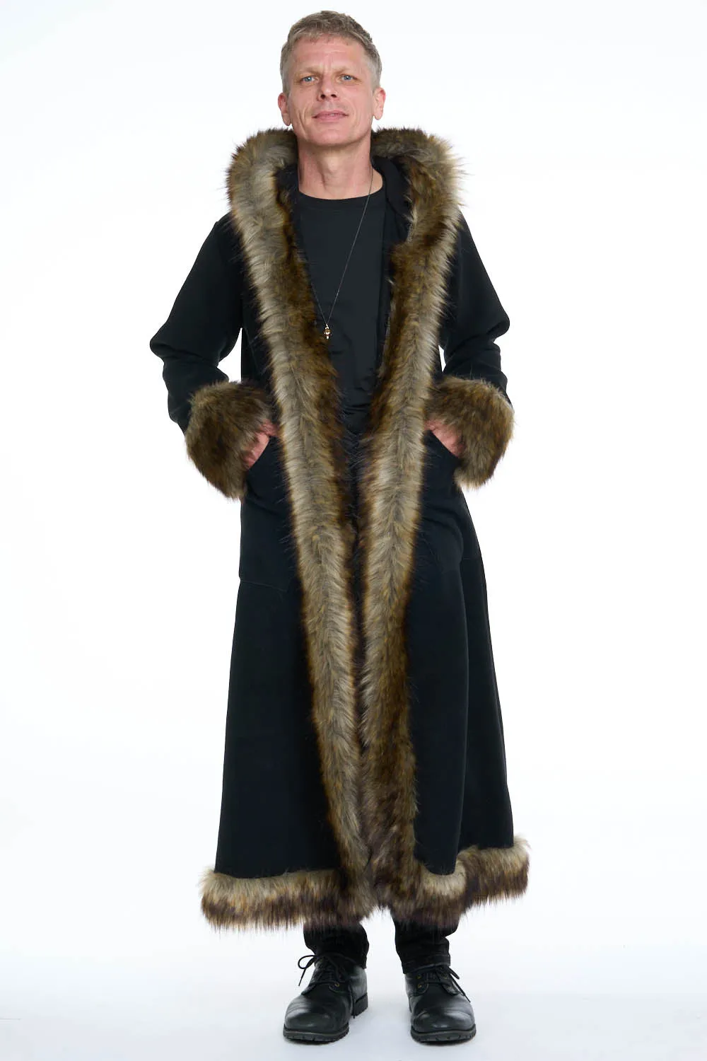 Classic Tamo Coat: Black Coat   Sable Trim