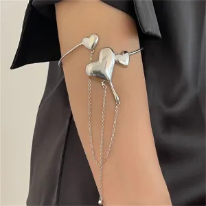 Clear Cubic Zirconia & Silver-Plated Hearts Arm Cuff