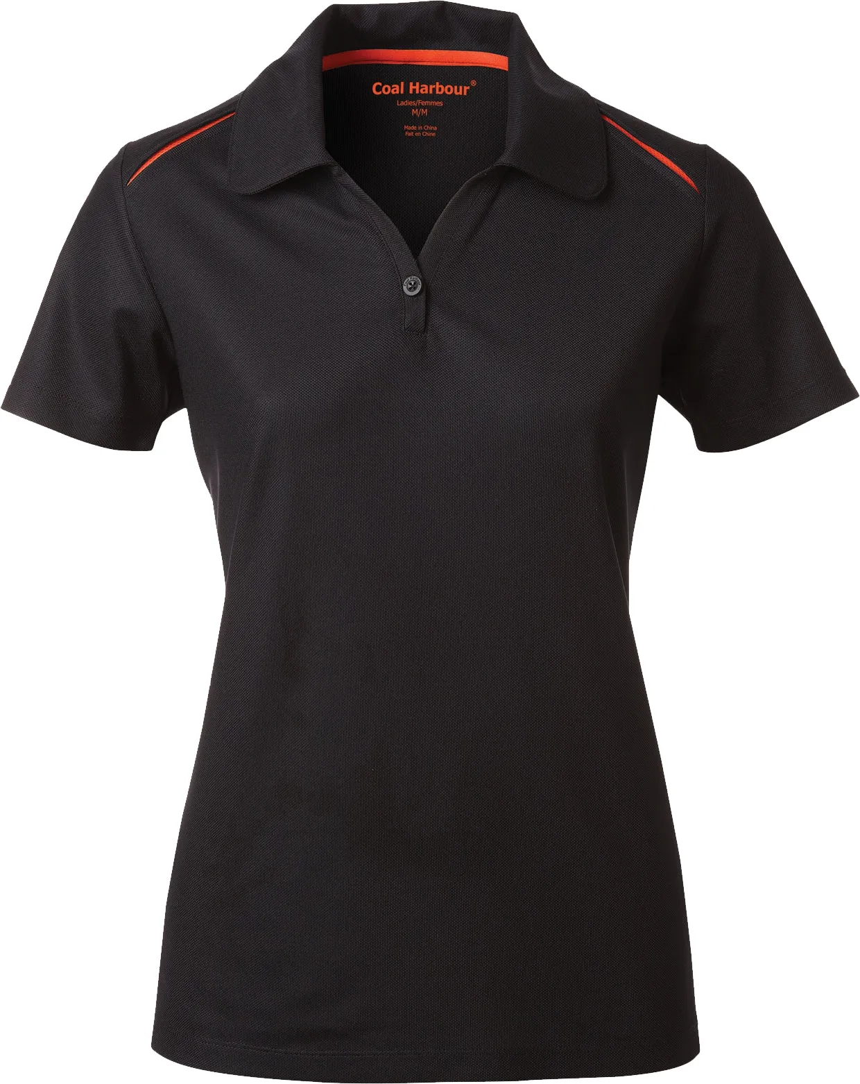 COAL HARBOUR® Women's Snag Resistant Contrast Inset Sport Shirt Black Orange