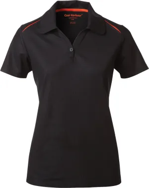 COAL HARBOUR® Women's Snag Resistant Contrast Inset Sport Shirt Black Orange
