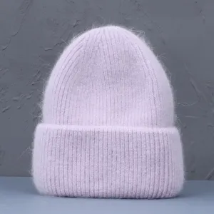 ContiNent 33 Winter Hat Real Rabbit Fur Winter Hats For Women Fashion Warm Beanie Hats Women Solid Adult Cover Head Cap