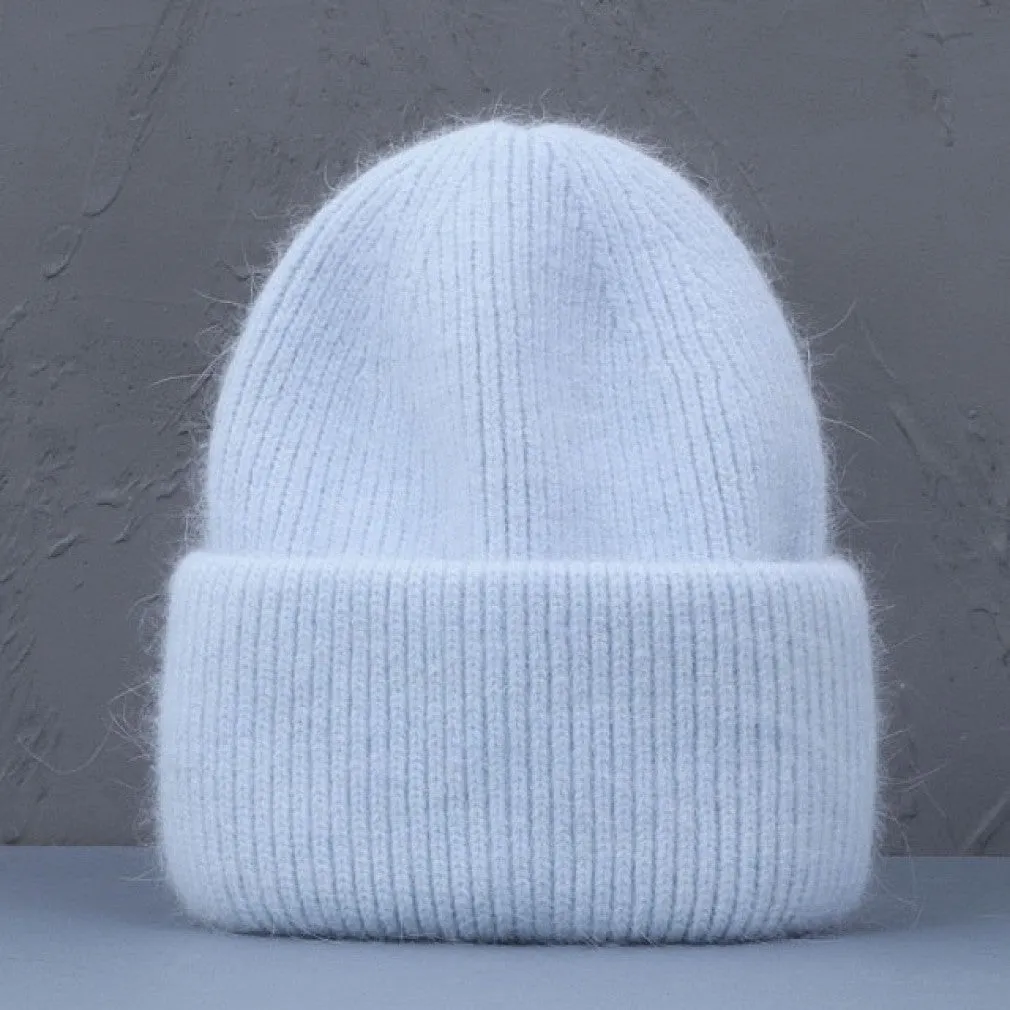 ContiNent 33 Winter Hat Real Rabbit Fur Winter Hats For Women Fashion Warm Beanie Hats Women Solid Adult Cover Head Cap