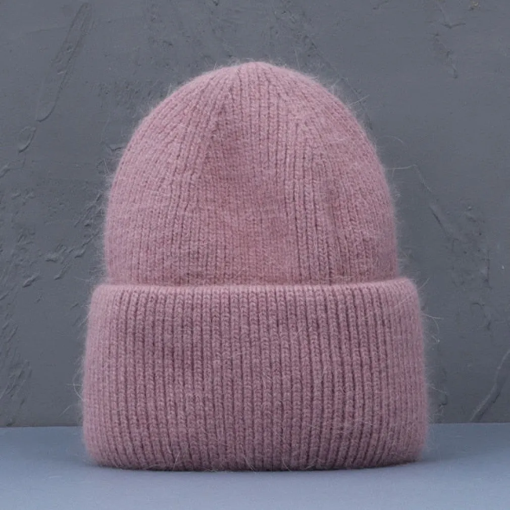 ContiNent 33 Winter Hat Real Rabbit Fur Winter Hats For Women Fashion Warm Beanie Hats Women Solid Adult Cover Head Cap