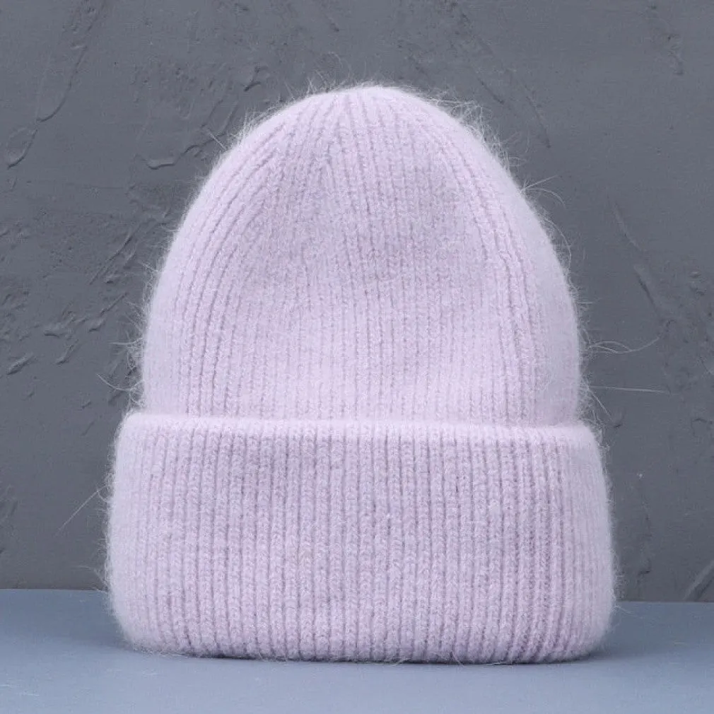 ContiNent 33 Winter Hat Real Rabbit Fur Winter Hats For Women Fashion Warm Beanie Hats Women Solid Adult Cover Head Cap