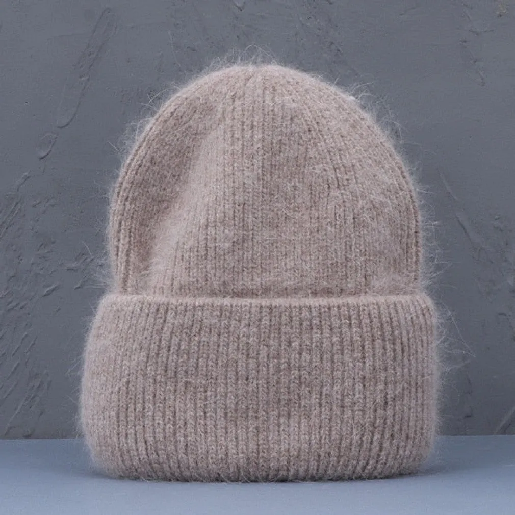 ContiNent 33 Winter Hat Real Rabbit Fur Winter Hats For Women Fashion Warm Beanie Hats Women Solid Adult Cover Head Cap
