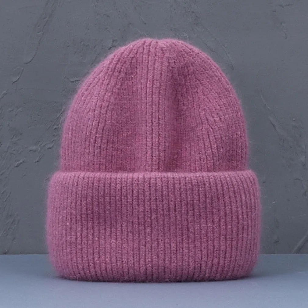 ContiNent 33 Winter Hat Real Rabbit Fur Winter Hats For Women Fashion Warm Beanie Hats Women Solid Adult Cover Head Cap