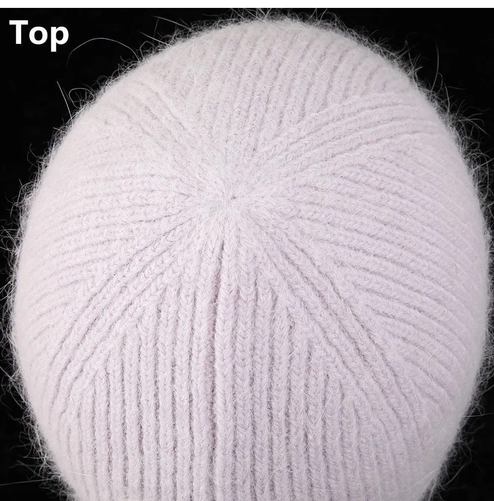 ContiNent 33 Winter Hat Real Rabbit Fur Winter Hats For Women Fashion Warm Beanie Hats Women Solid Adult Cover Head Cap