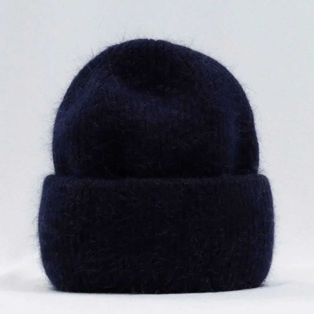 ContiNent 33 Winter Hat Real Rabbit Fur Winter Hats For Women Fashion Warm Beanie Hats Women Solid Adult Cover Head Cap