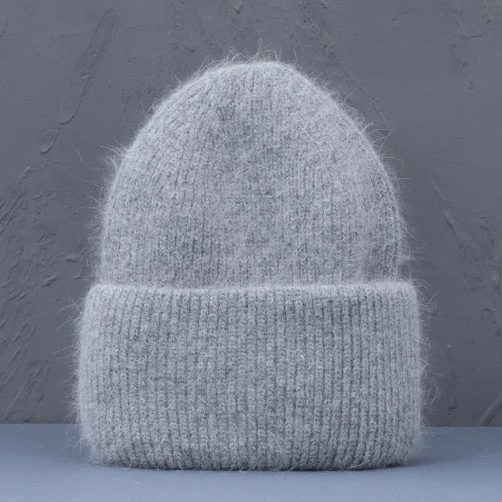 ContiNent 33 Winter Hat Real Rabbit Fur Winter Hats For Women Fashion Warm Beanie Hats Women Solid Adult Cover Head Cap