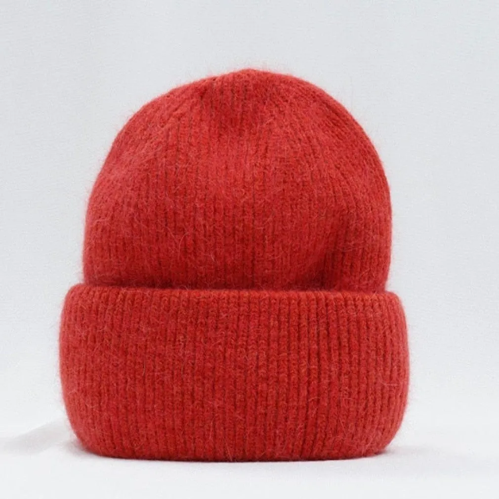 ContiNent 33 Winter Hat Real Rabbit Fur Winter Hats For Women Fashion Warm Beanie Hats Women Solid Adult Cover Head Cap