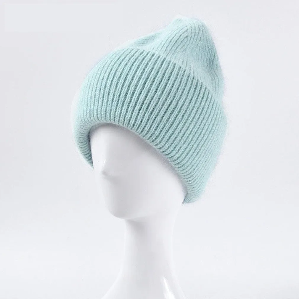 ContiNent 33 Winter Hat Real Rabbit Fur Winter Hats For Women Fashion Warm Beanie Hats Women Solid Adult Cover Head Cap