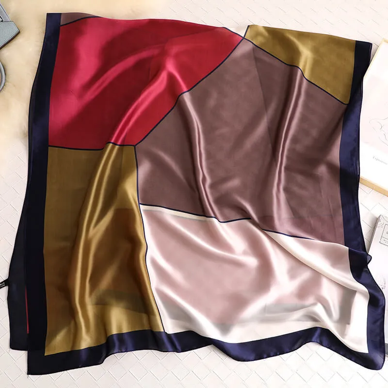 Contrast Stitch Silkly Scarf for Women Casual Scarves Women