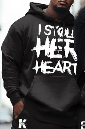 Couple Large Size Color Block Casual Couple Outfit His Her King Queen Graffiti Hoodie Set
