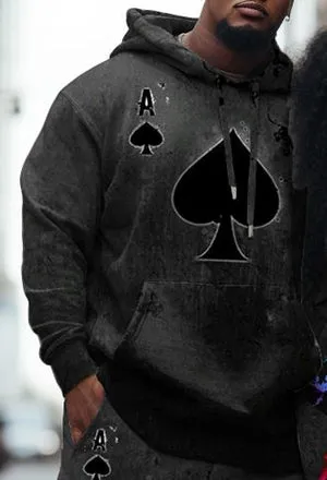 Couple Plus Size Casual Couple Wear Locked Heart Key Graffiti Hoodie Set