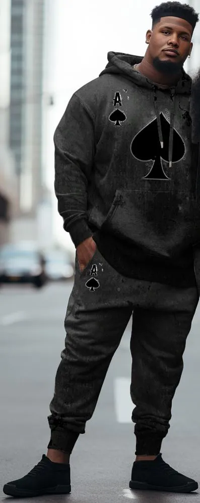Couple Plus Size Casual Couple Wear Locked Heart Key Graffiti Hoodie Set