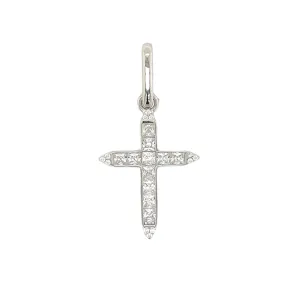 Cross Open Bail Lab-Created Moissanite Sterling Silver Charm Pendant - M415889