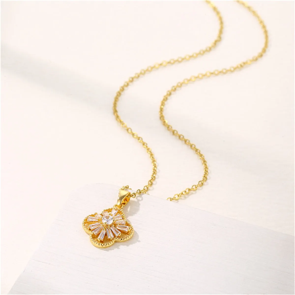 Crystal & 18K Gold-Plated Clover Pendant Necklace