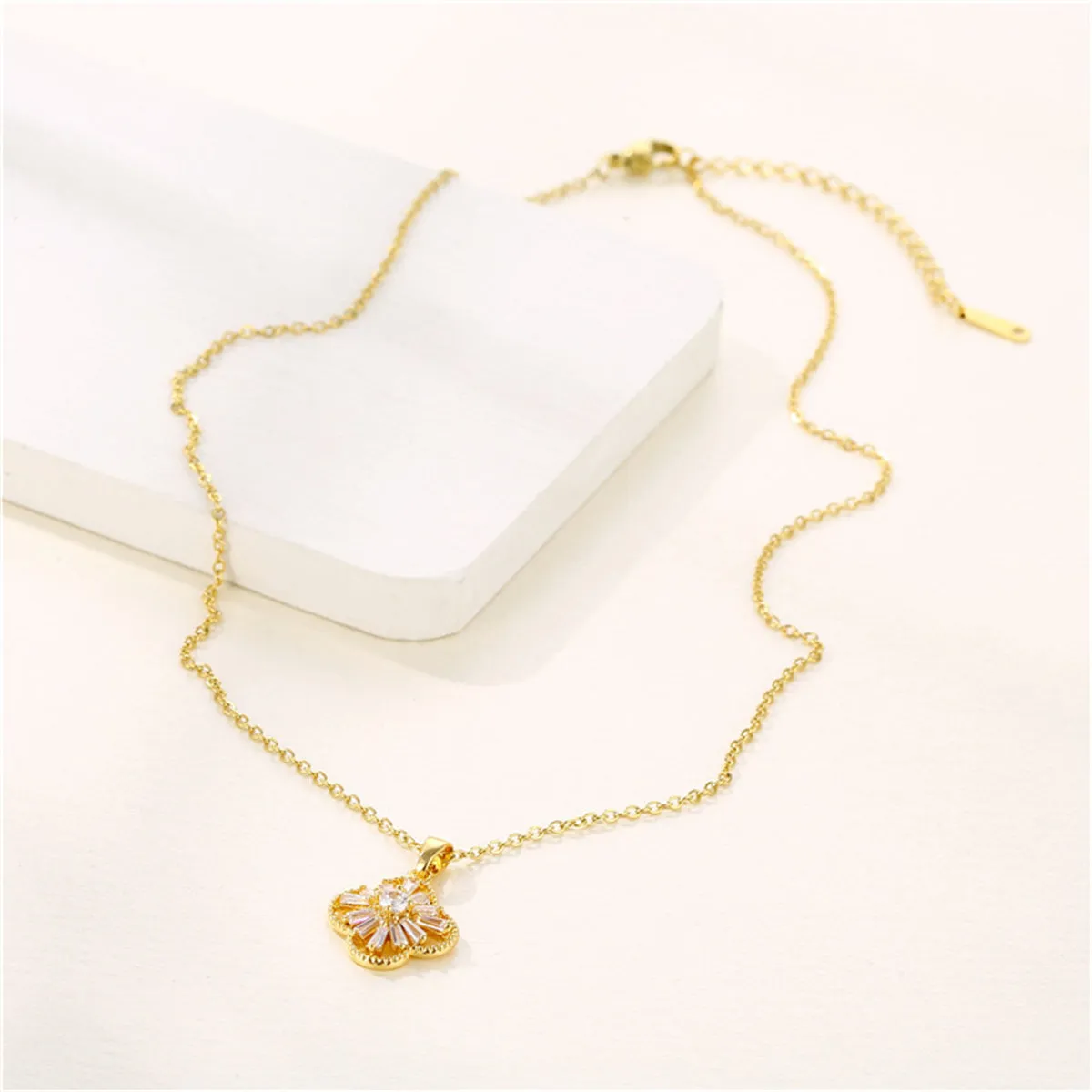 Crystal & 18K Gold-Plated Clover Pendant Necklace