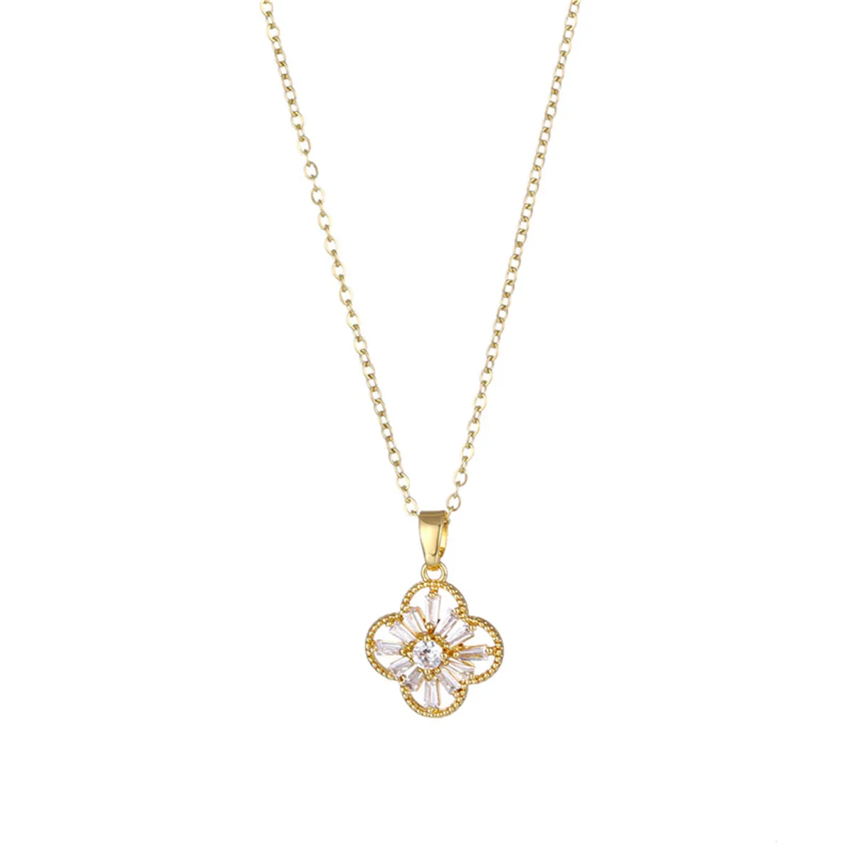 Crystal & 18K Gold-Plated Clover Pendant Necklace