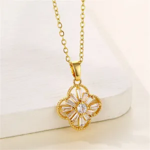 Crystal & 18K Gold-Plated Clover Pendant Necklace