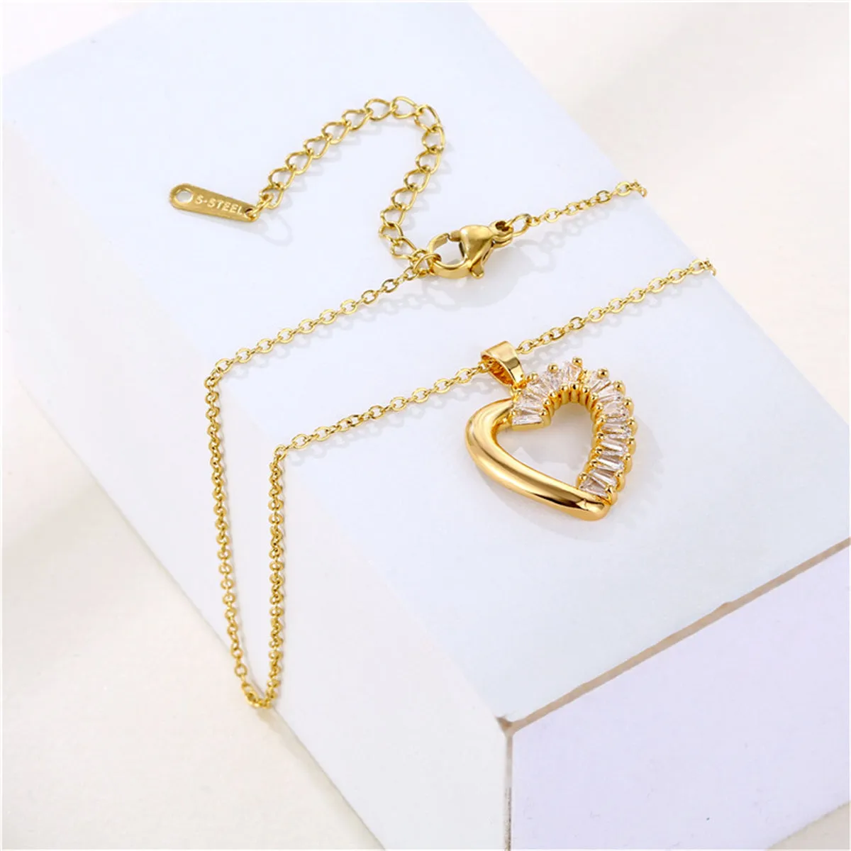 Crystal & 18K Gold-Plated Heart Pendant Necklace