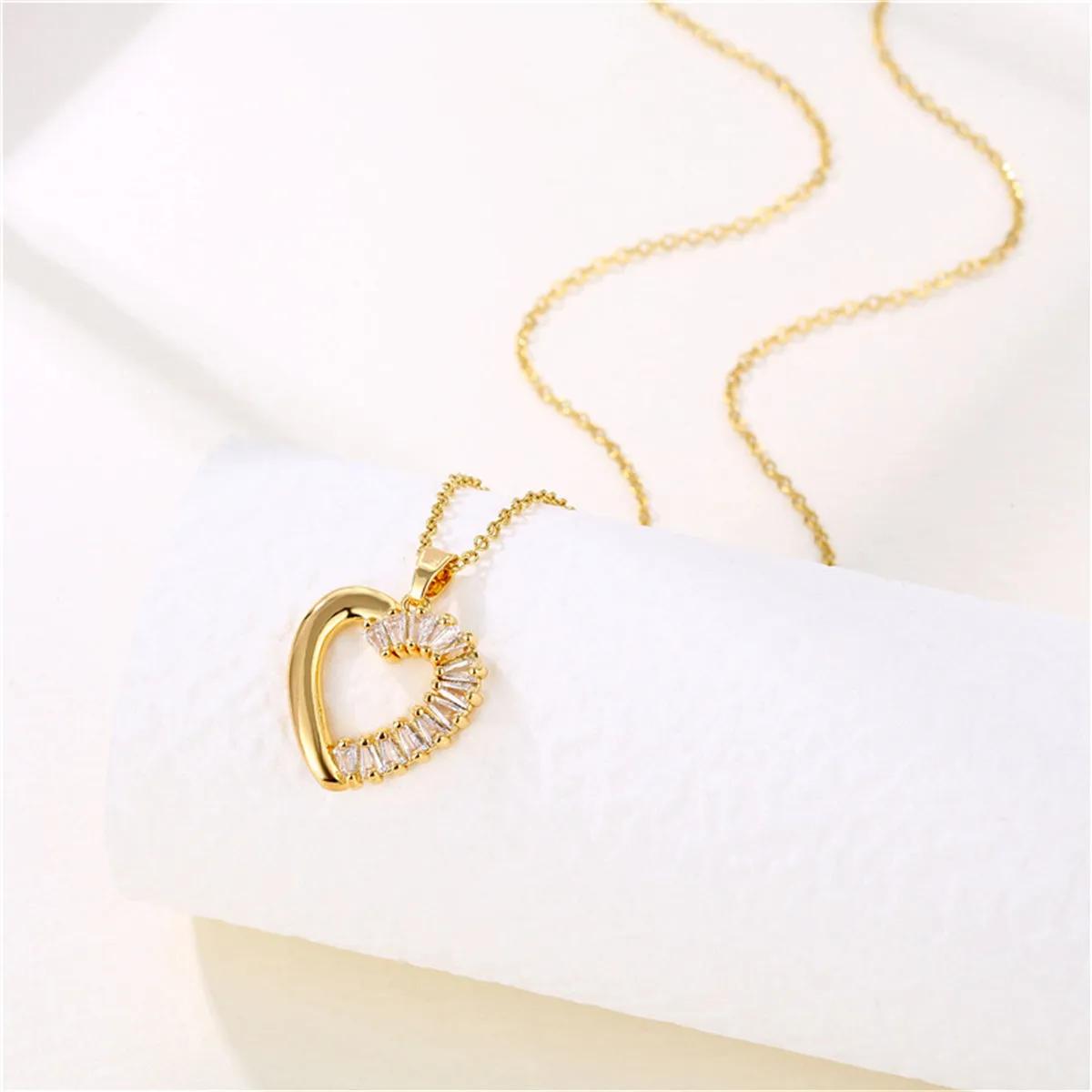 Crystal & 18K Gold-Plated Heart Pendant Necklace