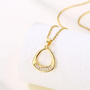 Crystal & 18K Gold-Plated Oval Pendant Necklace