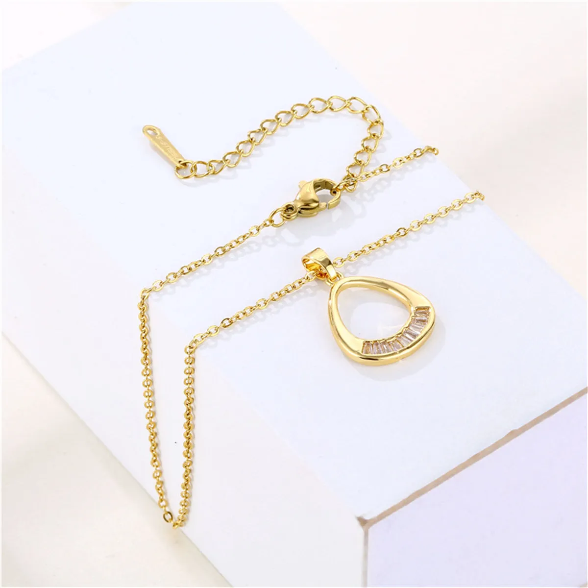 Crystal & 18K Gold-Plated Oval Pendant Necklace
