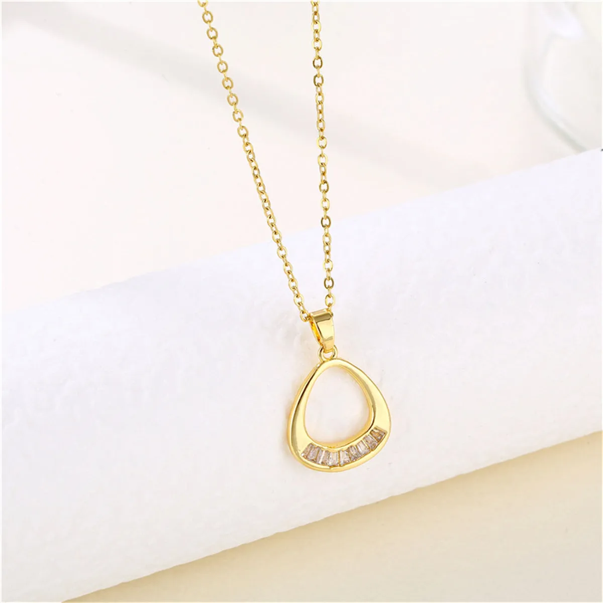 Crystal & 18K Gold-Plated Oval Pendant Necklace
