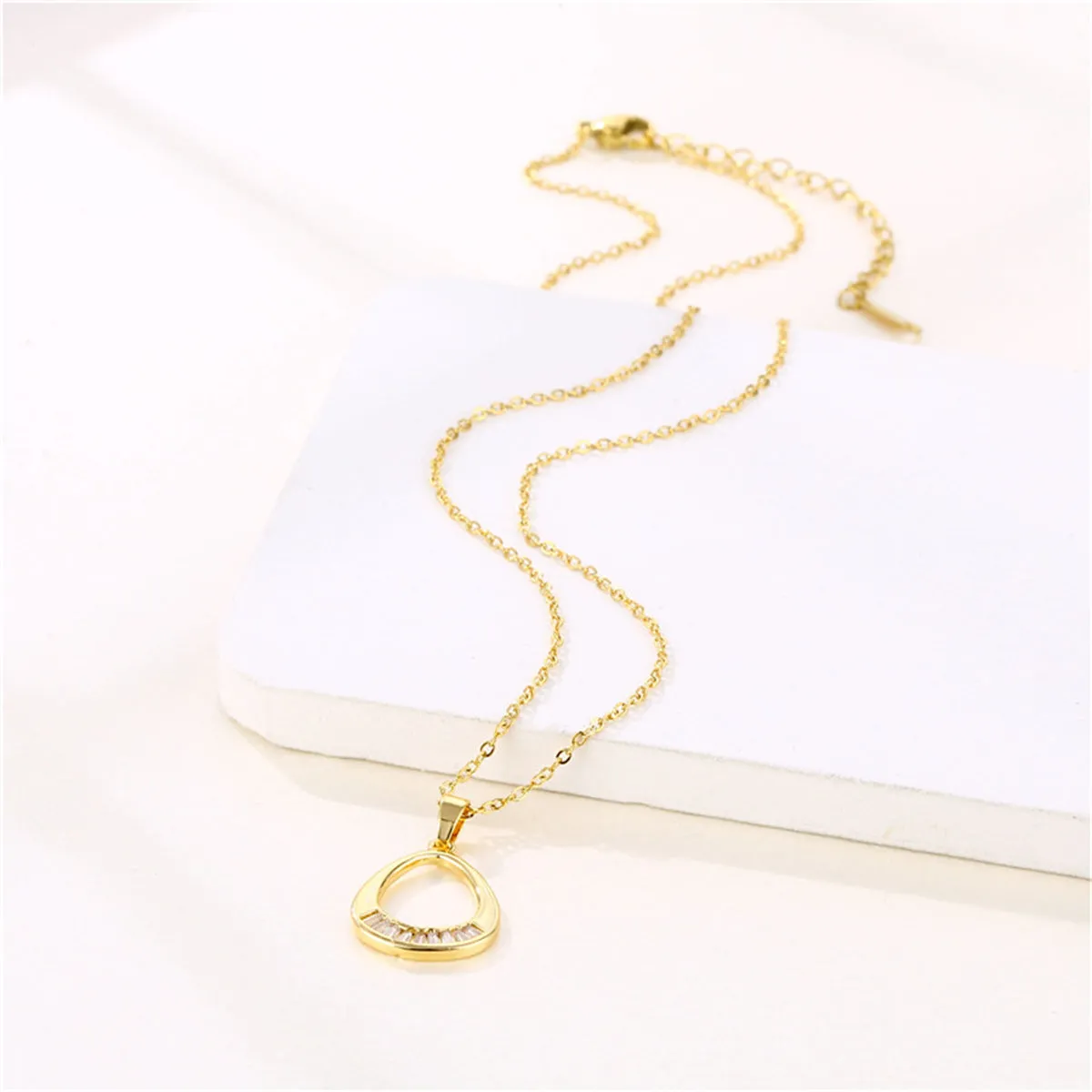 Crystal & 18K Gold-Plated Oval Pendant Necklace