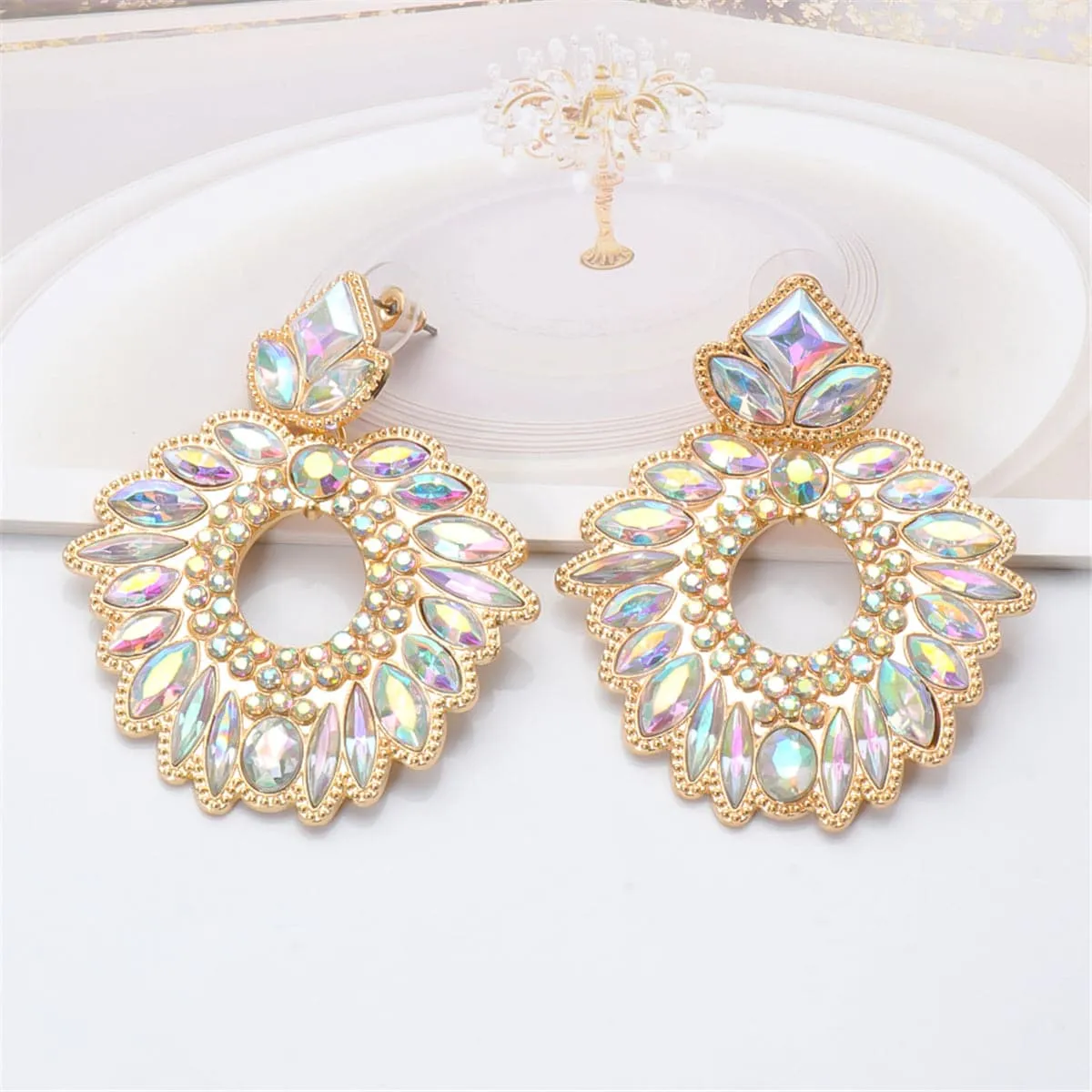 Crystal & Cubic Zirconia Geometric Drop Earrings