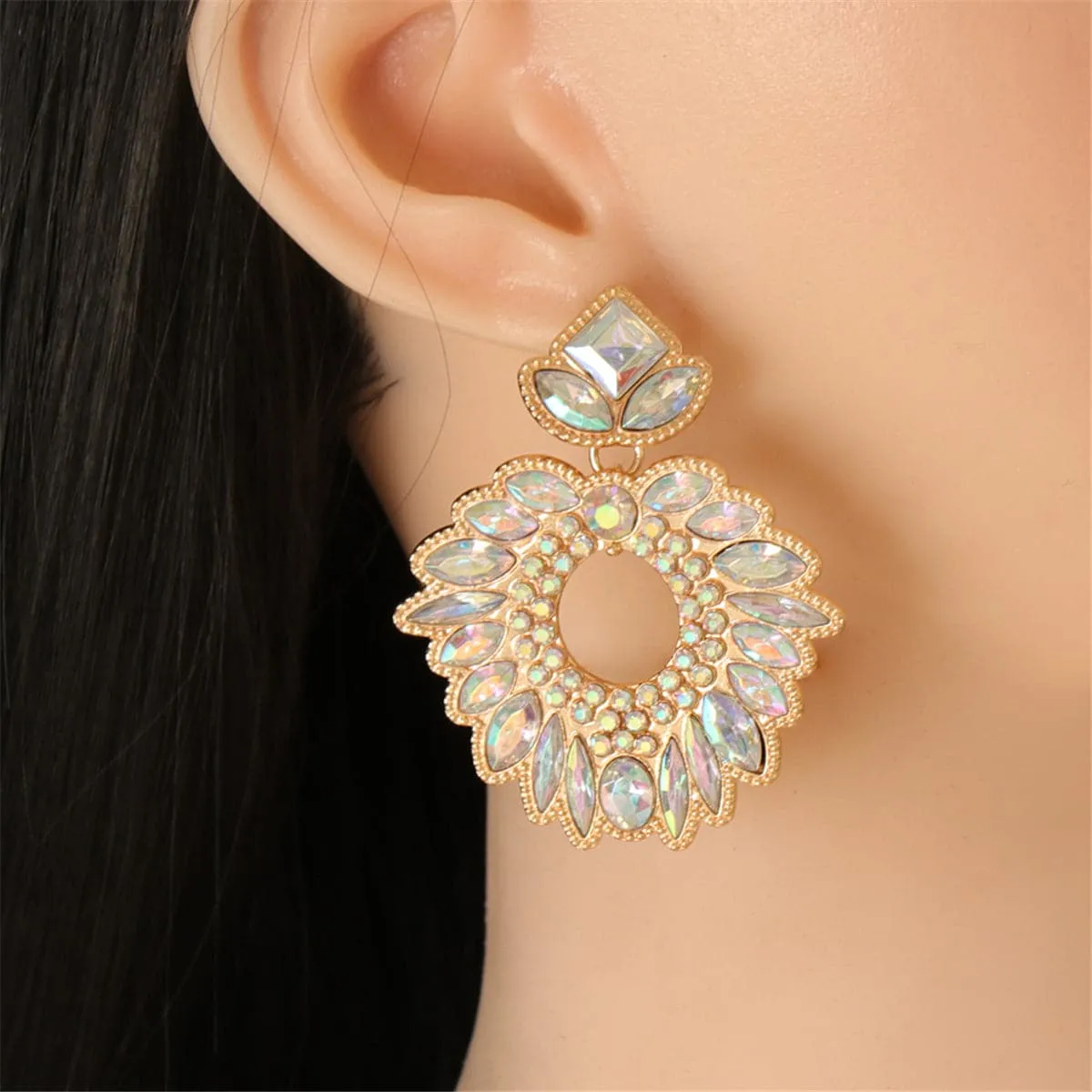 Crystal & Cubic Zirconia Geometric Drop Earrings