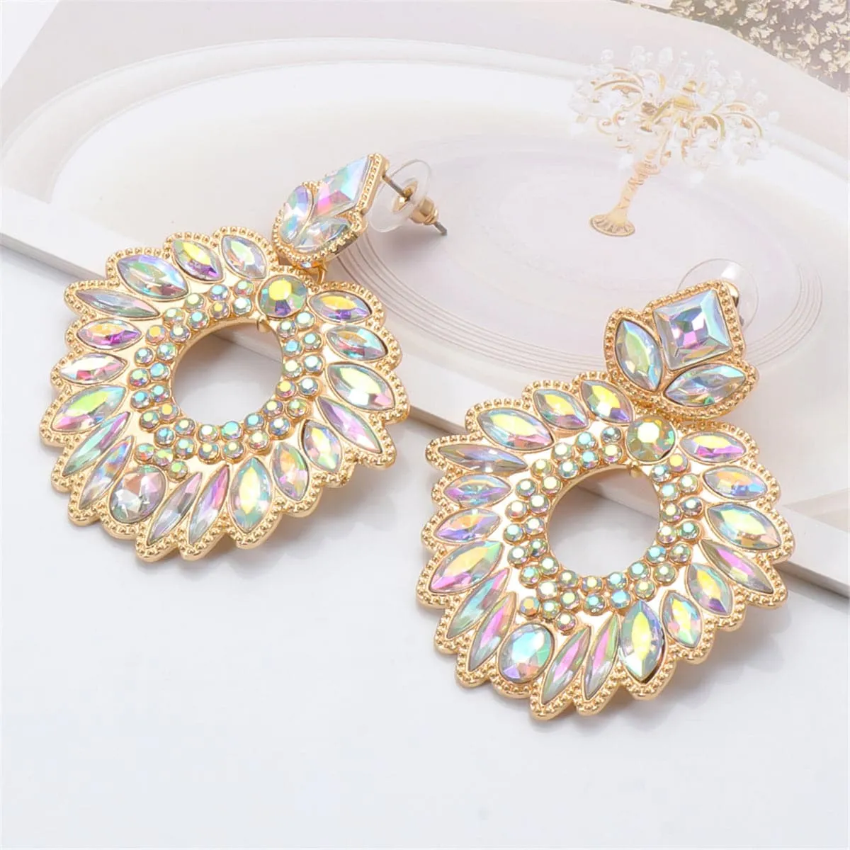 Crystal & Cubic Zirconia Geometric Drop Earrings