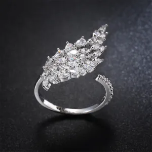 Crystal & Cubic Zirconia Marquise Wing Adjustable Bypass Ring