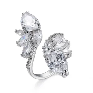 Crystal & Cubic Zirconia Silver-Plated Botany Marquise-Cut Open Ring