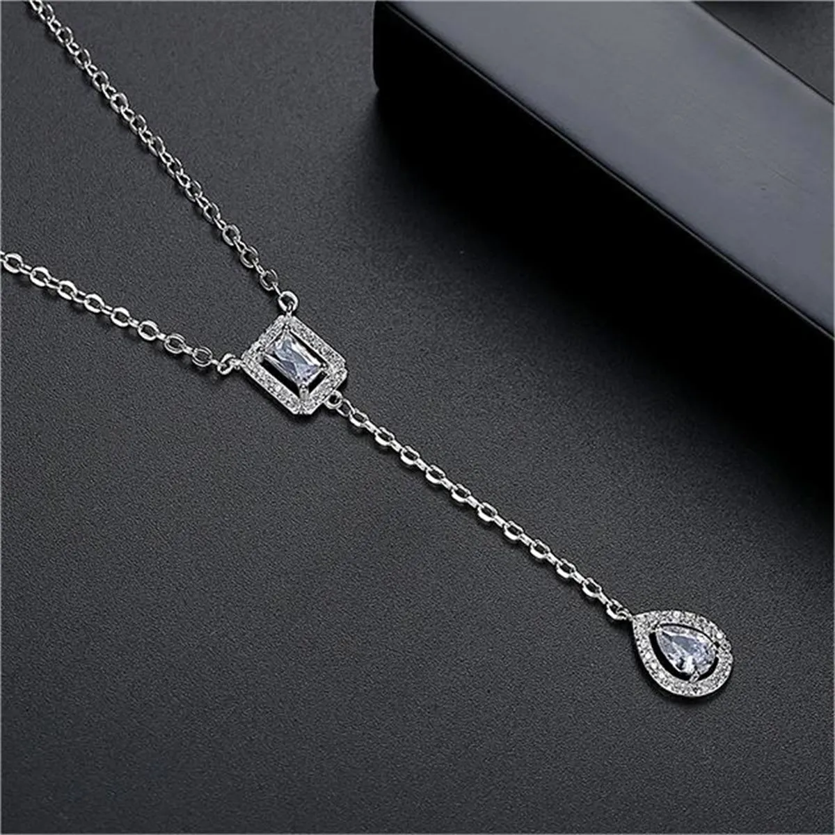 Crystal & Cubic Zirconia Teardrop Pendant Necklace