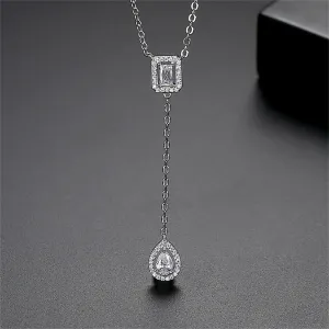 Crystal & Cubic Zirconia Teardrop Pendant Necklace