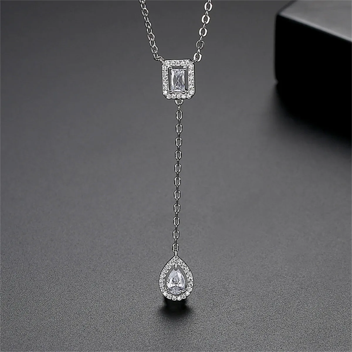 Crystal & Cubic Zirconia Teardrop Pendant Necklace