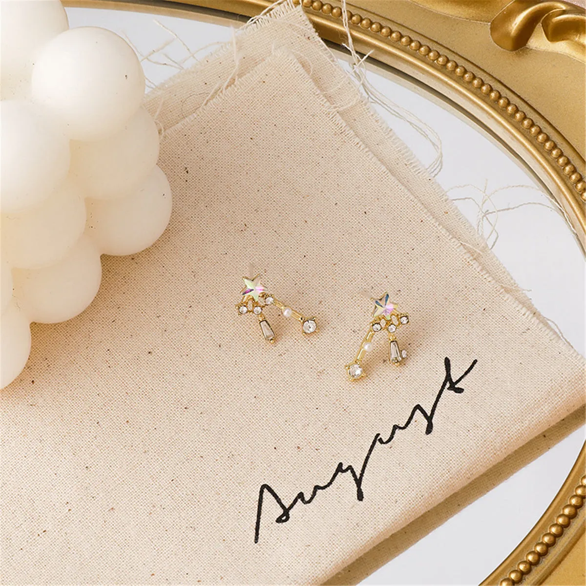 Crystal & Pearl 18K Gold-Plated Star Jacket Earrings