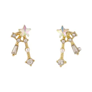 Crystal & Pearl 18K Gold-Plated Star Jacket Earrings