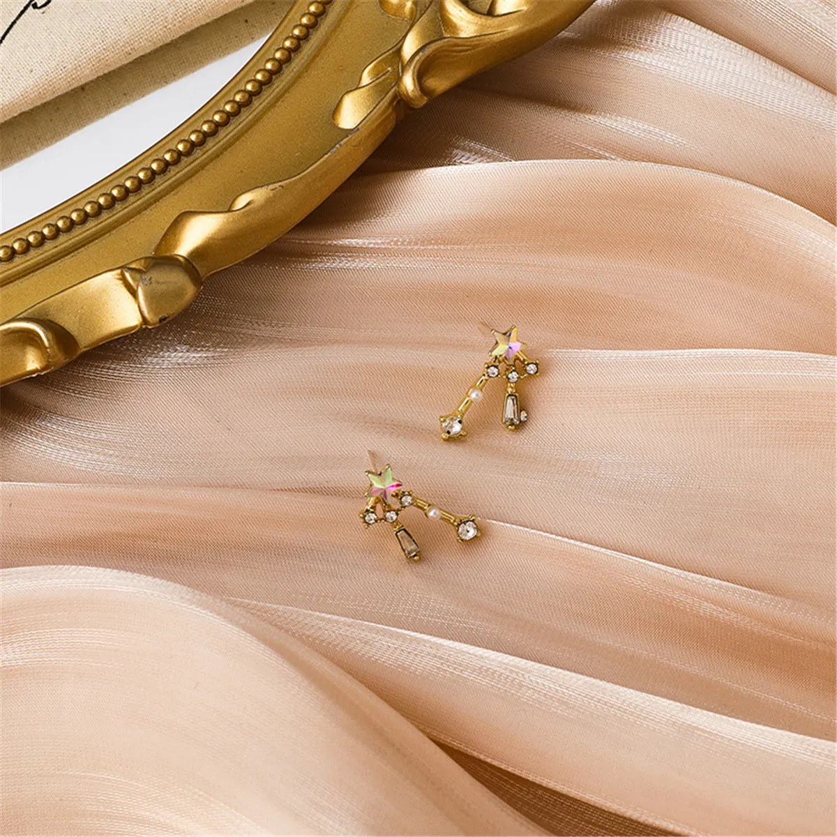 Crystal & Pearl 18K Gold-Plated Star Jacket Earrings
