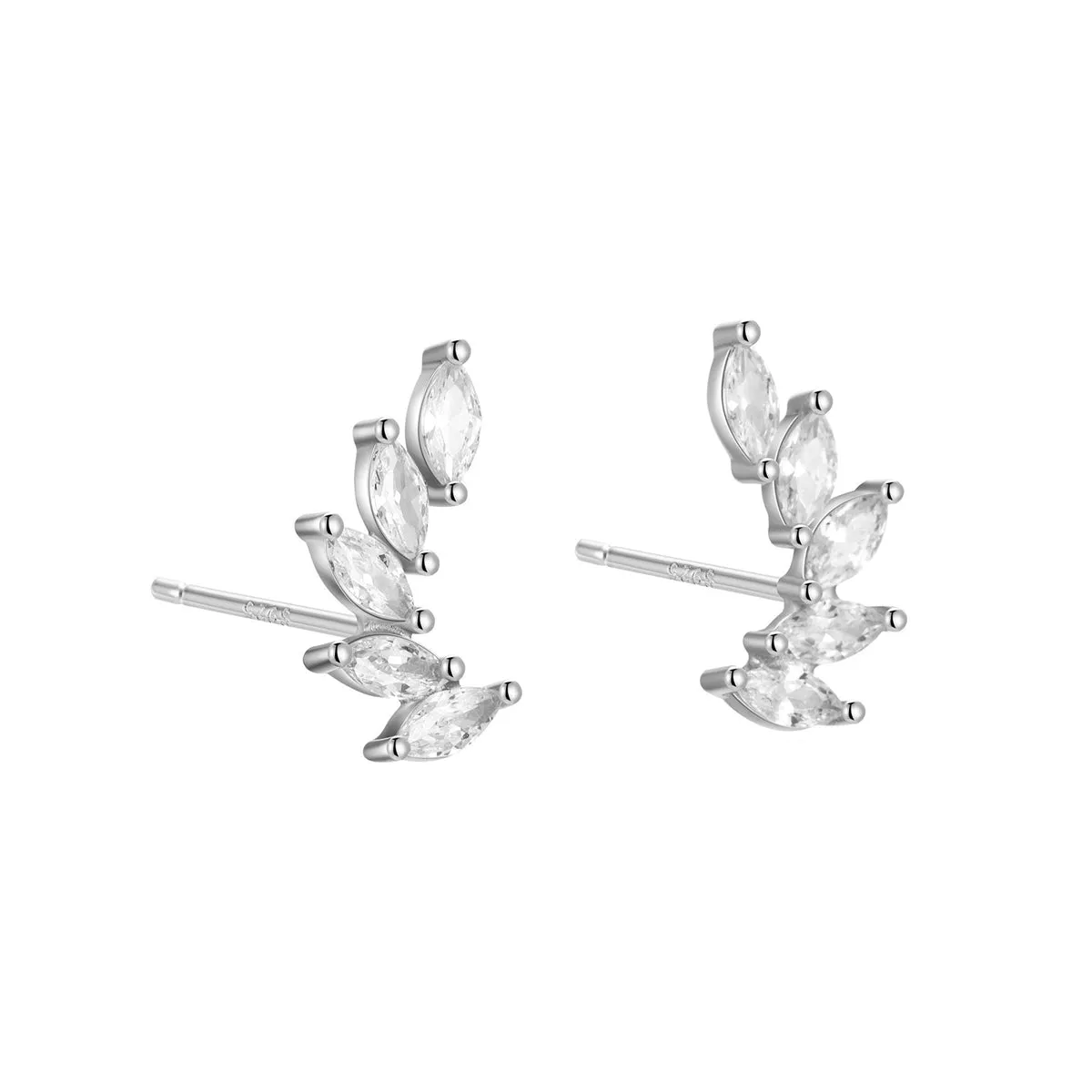 Crystal & Silver-Plated Marquise-Cut Wing Stud Earrings