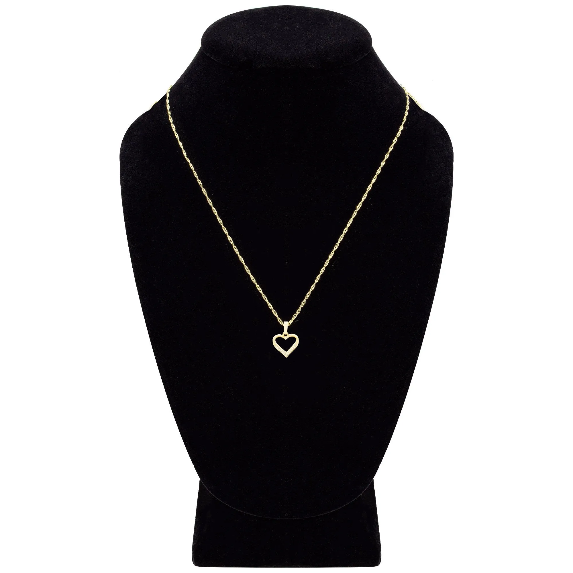Cubic Zirconia 14K Gold Filled Delicate Heart Pendant Necklace Set
