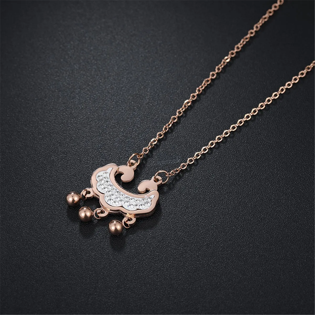 Cubic Zirconia 18K Rose Gold-Plated Lock Of Longevity Pendant Necklace