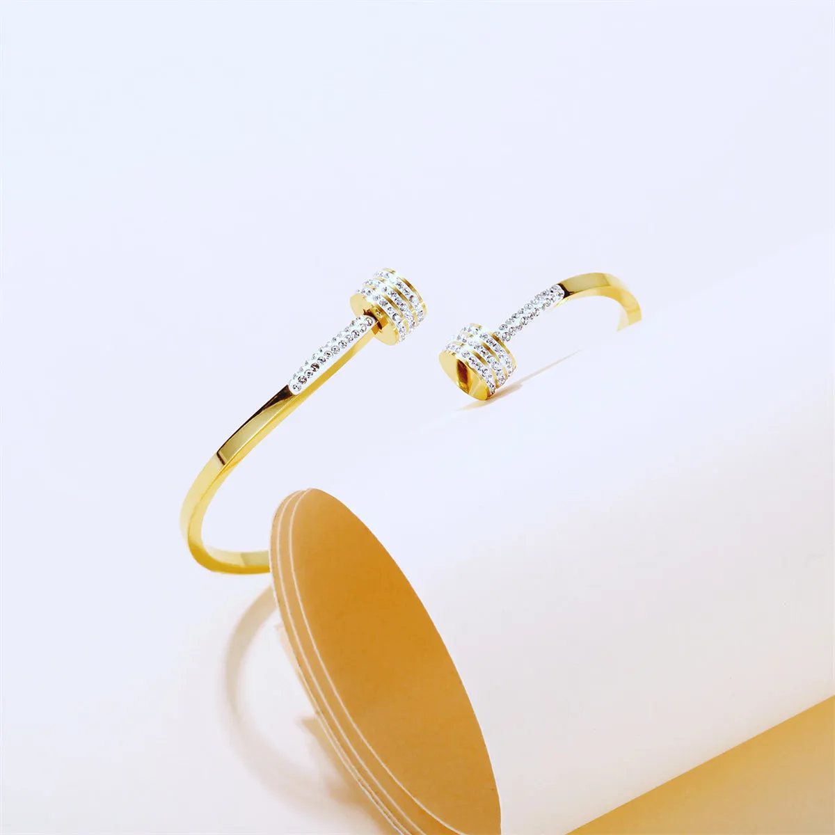 Cubic Zirconia & 18K Gold-Plated Coin Bypass Bangle