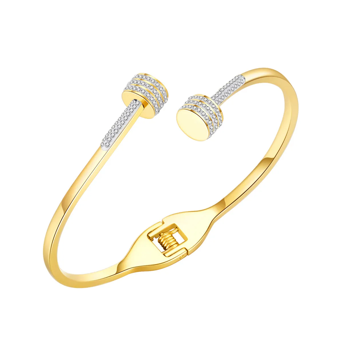 Cubic Zirconia & 18K Gold-Plated Coin Bypass Bangle